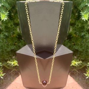 Garnet 925 SS 14k gold plated necklace